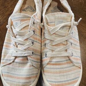 Roxy Beige and Blue Canvas Shoes